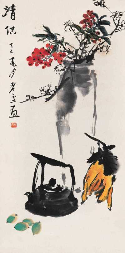 王雪涛 丁巳（1977）年作 清供 镜心